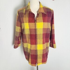 Allison Daley Multicolor 3/4 Zipper Blouse or Jacket, Size 14